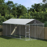 vidaXL Dog Kennel with Roof 3x1.5x2.5 m Galvanized Steel Silver