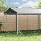 vidaXL Dog Kennel with Roof 3x1.5x2.5 m Galvanized Steel Silver