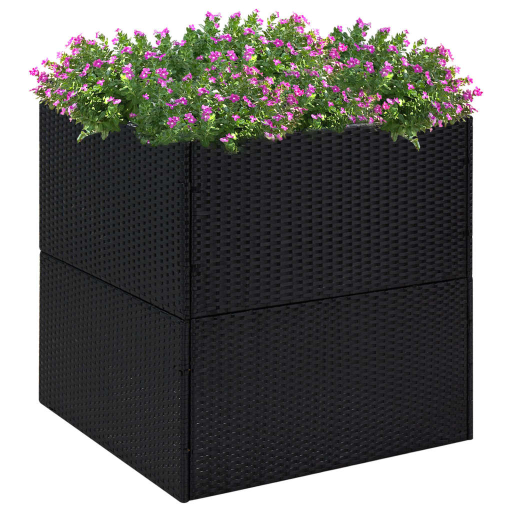 vidaXL Plantenbak 80x80x40 cm poly rattan zwart