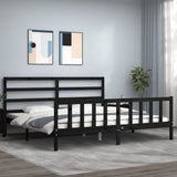 vidaXL Bedframe met hoofdbord massief hout zwart