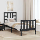 vidaXL Bed Frame with Headboard Solid Wood Black