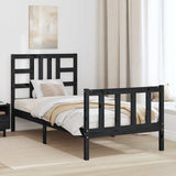 vidaXL Bedframe met hoofdbord massief hout zwart