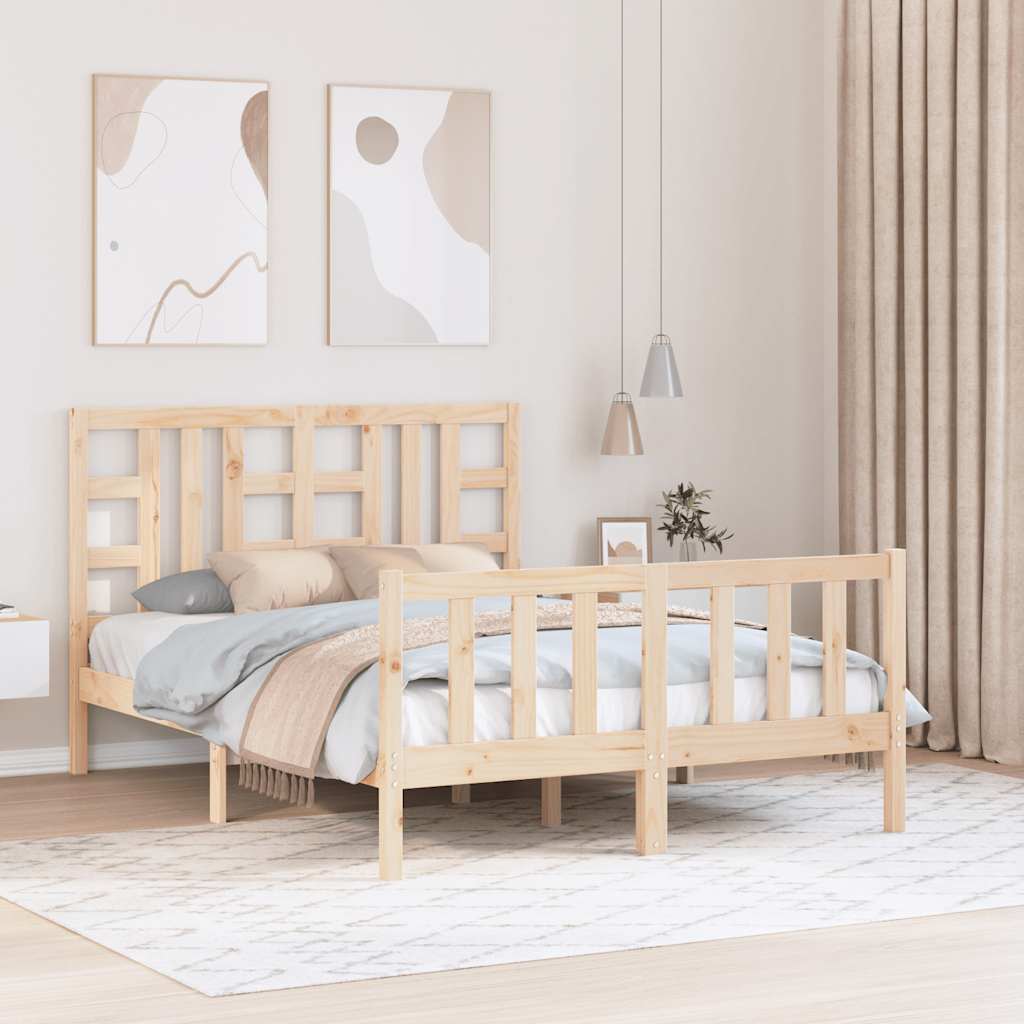 vidaXL Bedframe met hoofdbord massief hout zwart