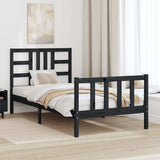 vidaXL Bedframe met hoofdbord massief hout zwart