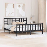 vidaXL Bedframe met hoofdbord massief hout zwart