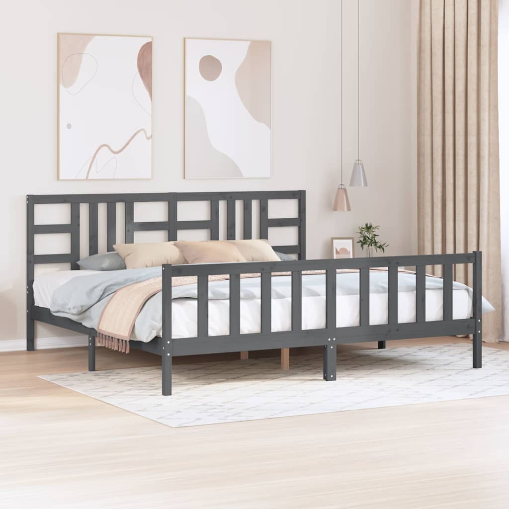 vidaXL Bedframe met hoofdbord massief hout zwart
