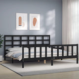 vidaXL Bedframe met hoofdbord massief hout zwart