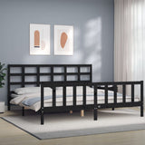 vidaXL Bedframe met hoofdbord massief hout zwart