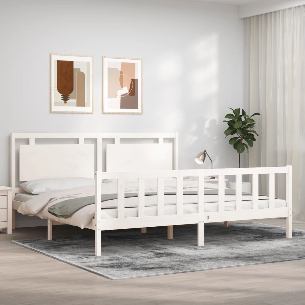 vidaXL Bedframe met hoofdbord massief hout zwart