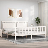 vidaXL Bedframe met hoofdbord massief hout zwart