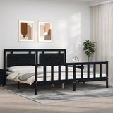 vidaXL Bedframe met hoofdbord massief hout zwart