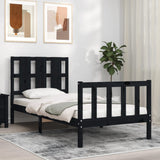 vidaXL Bedframe met hoofdbord massief hout zwart