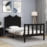 vidaXL Bedframe met hoofdbord massief hout zwart