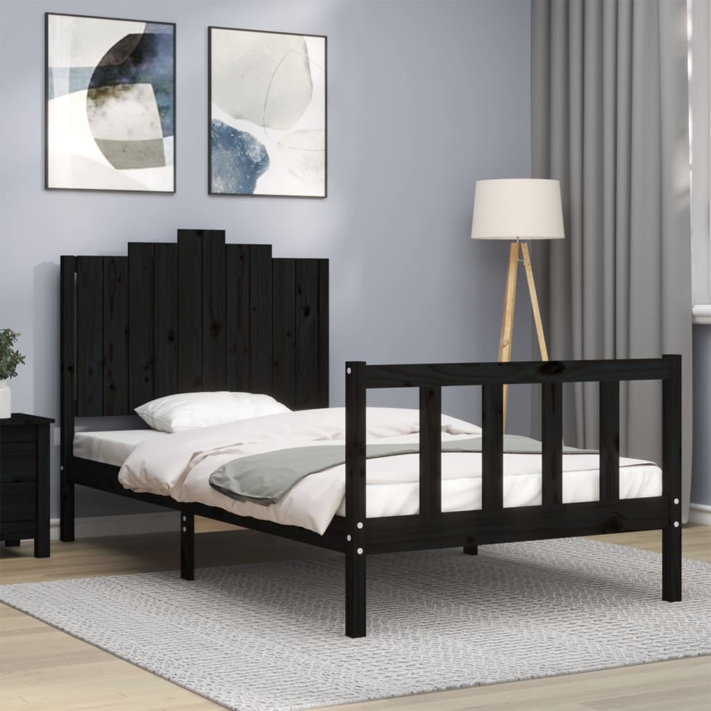vidaXL Bedframe met hoofdbord massief hout zwart