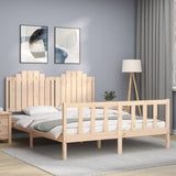 vidaXL Bedframe met hoofdbord massief hout zwart