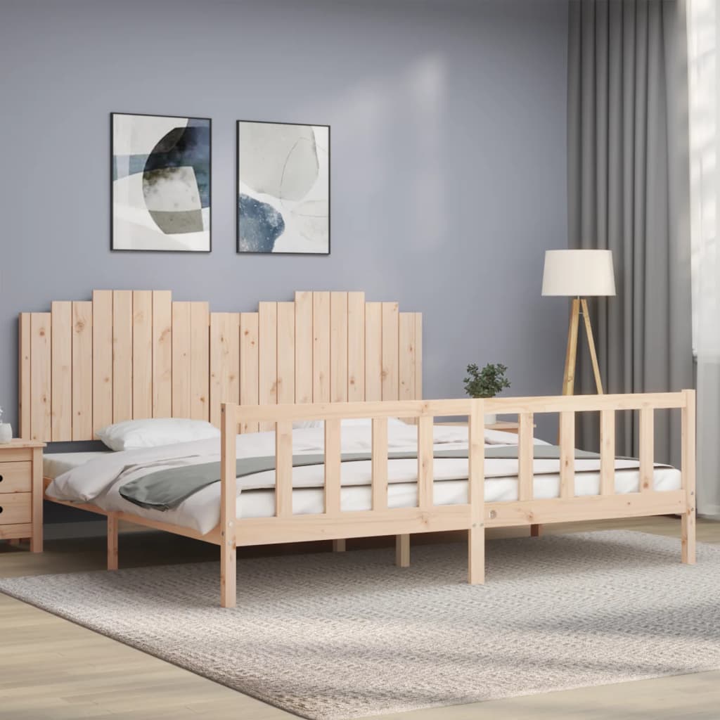 vidaXL Bedframe met hoofdbord massief hout zwart