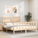 vidaXL Bed Frame with Headboard Solid Wood Black