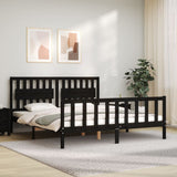 vidaXL Bedframe met hoofdbord massief hout zwart
