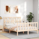 vidaXL Bedframe met hoofdbord massief hout zwart