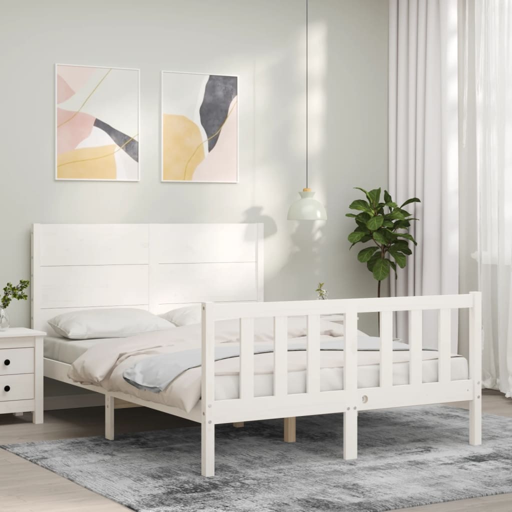 vidaXL Bedframe met hoofdbord massief hout