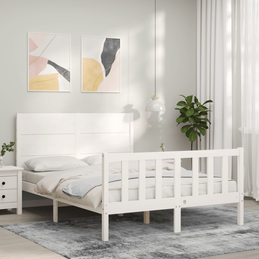 vidaXL Bedframe met hoofdbord massief hout
