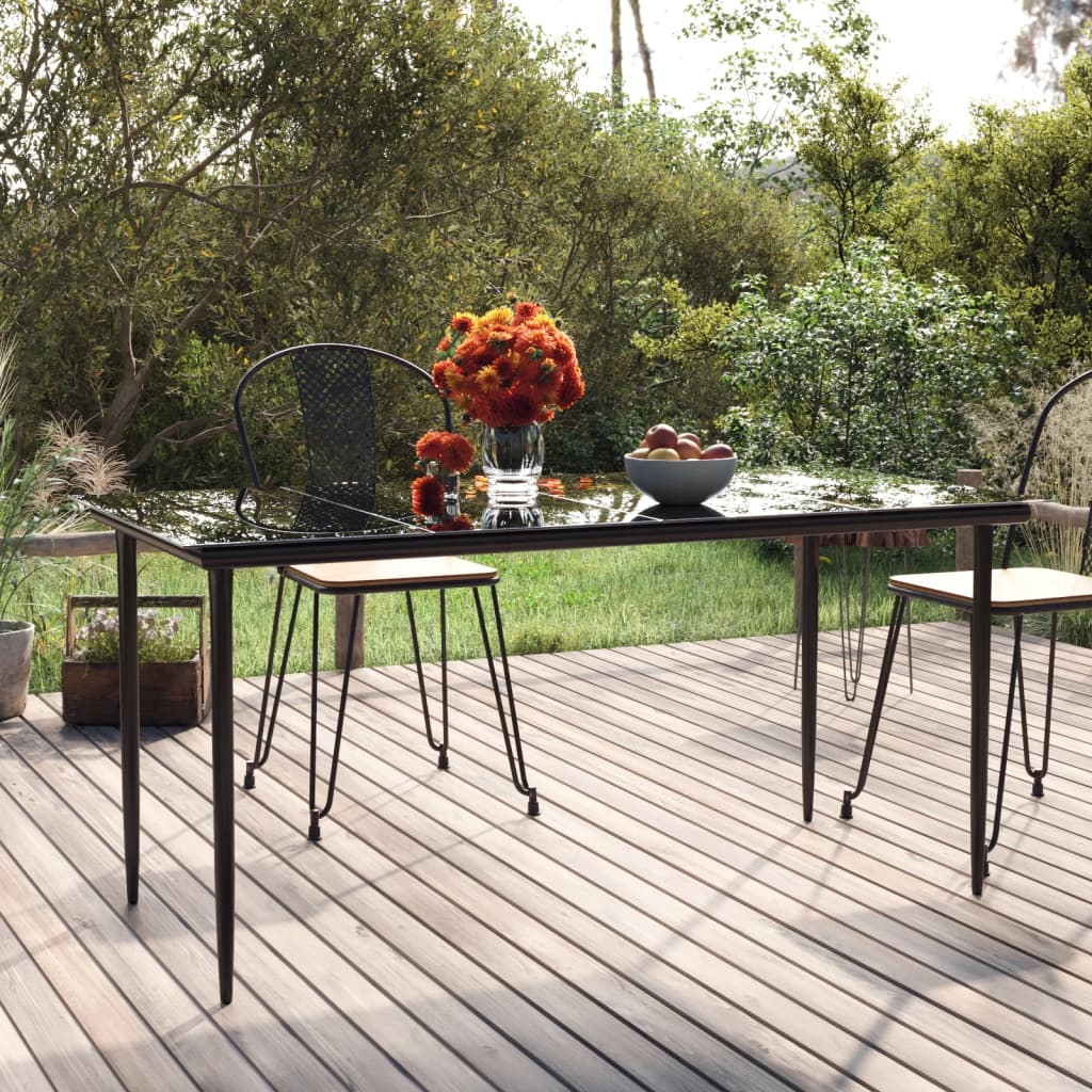 vidaXL Tuintafel 200x100x74 cm staal en glas zwart