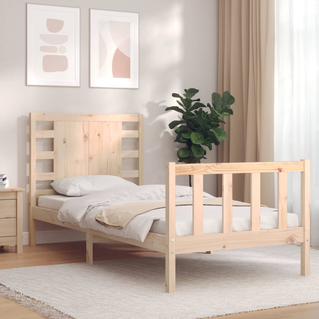 vidaXL Bedframe met hoofdbord massief hout zwart