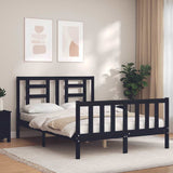 vidaXL Bed Frame with Headboard Solid Wood White
