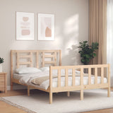 vidaXL Bed Frame with Headboard Solid Wood White