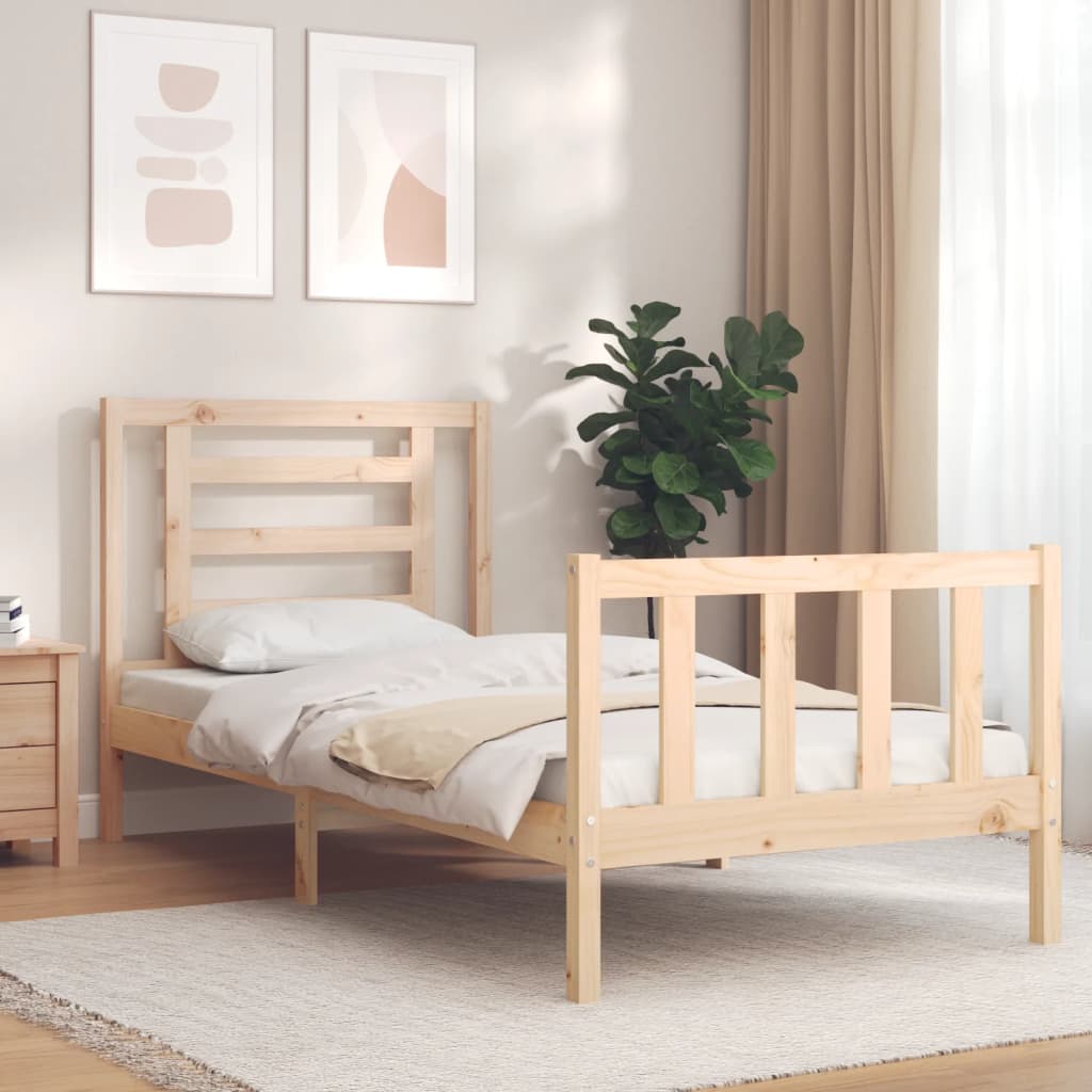 vidaXL Bed Frame with Headboard Solid Wood White