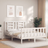 vidaXL Bed Frame with Headboard Solid Wood White