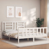 vidaXL Bed Frame with Headboard Solid Wood White