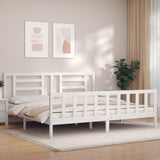 vidaXL Bed Frame with Headboard Solid Wood White