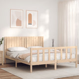 vidaXL Bed Frame with Headboard Solid Wood