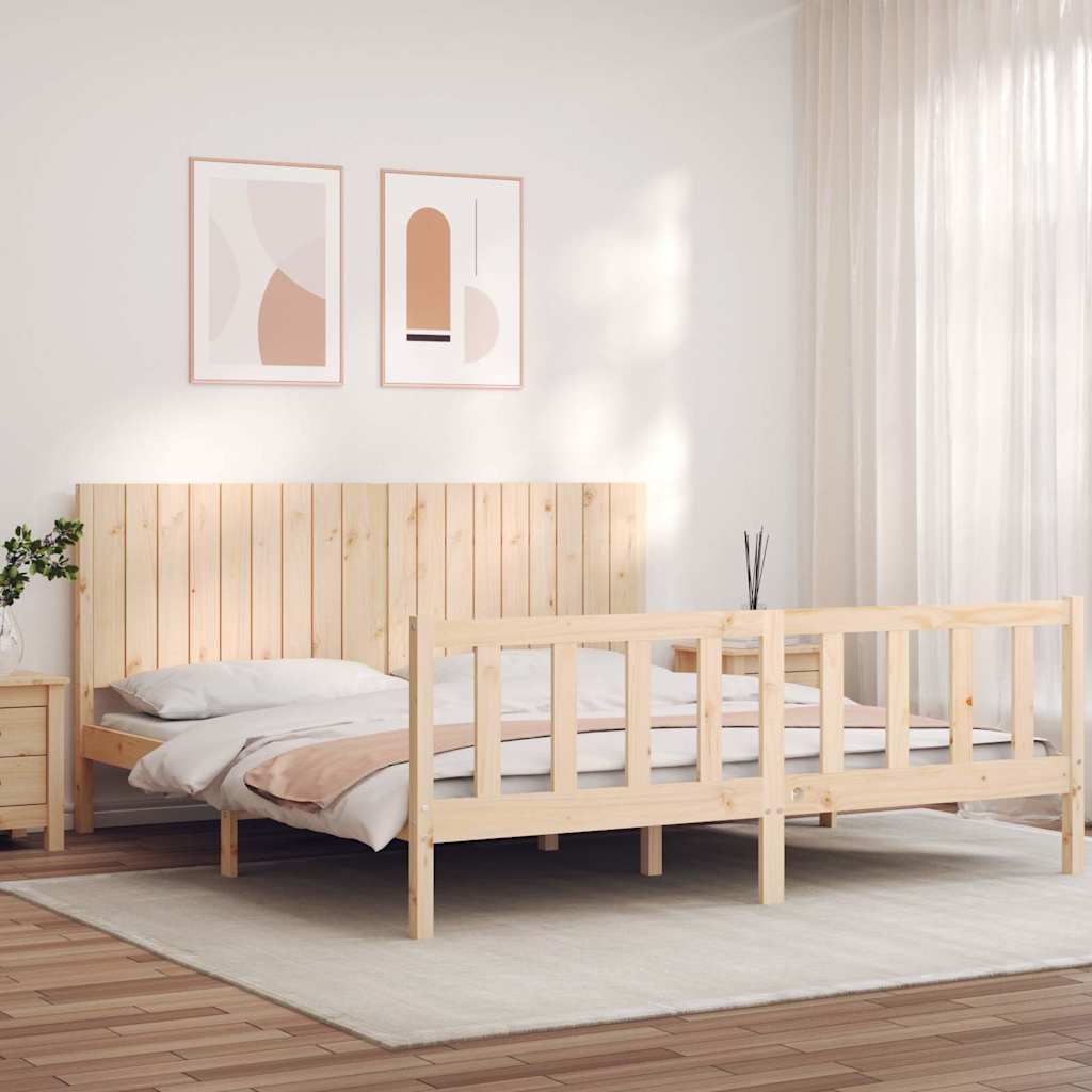 vidaXL Bed Frame with Headboard Solid Wood