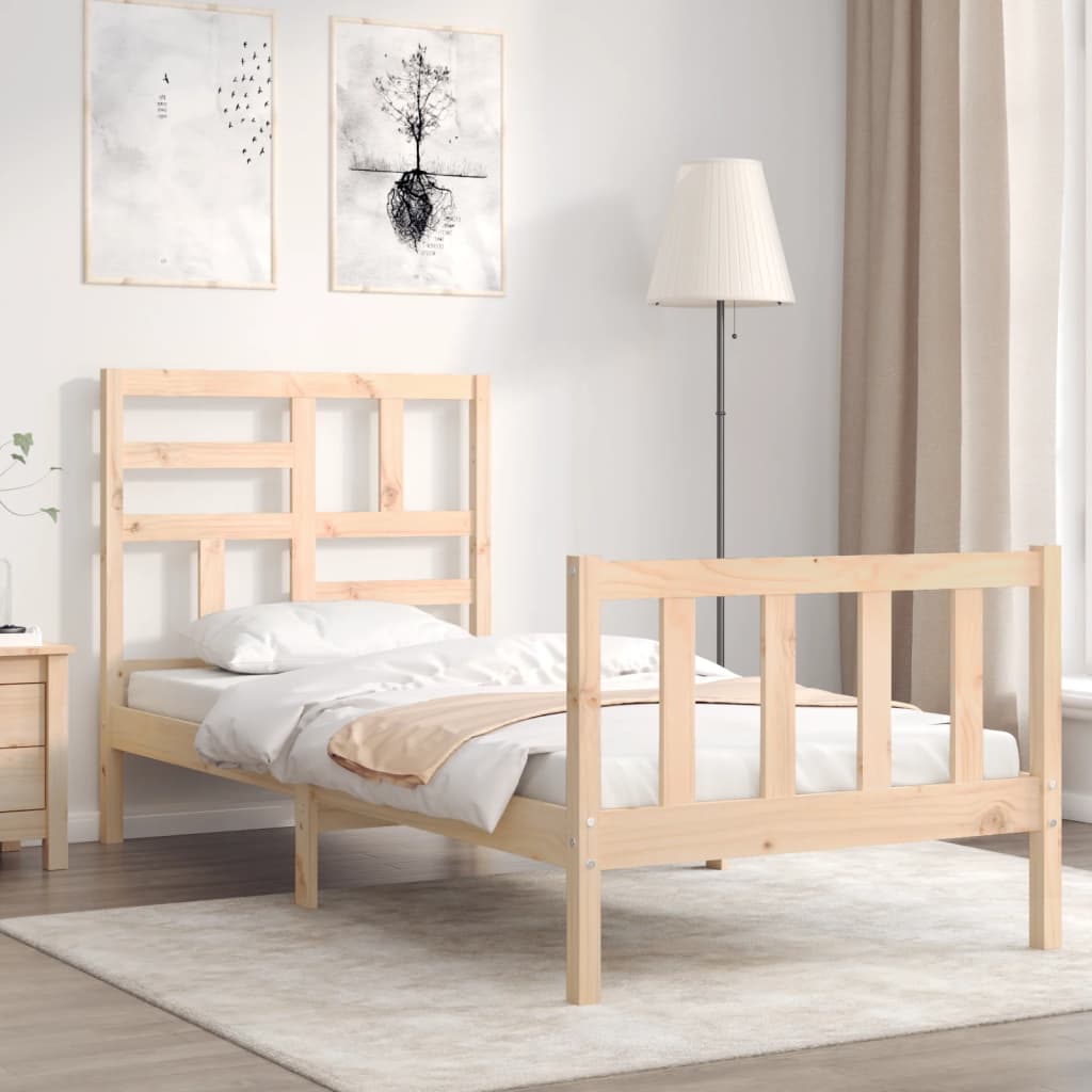 vidaXL Bed Frame with Headboard Solid Wood