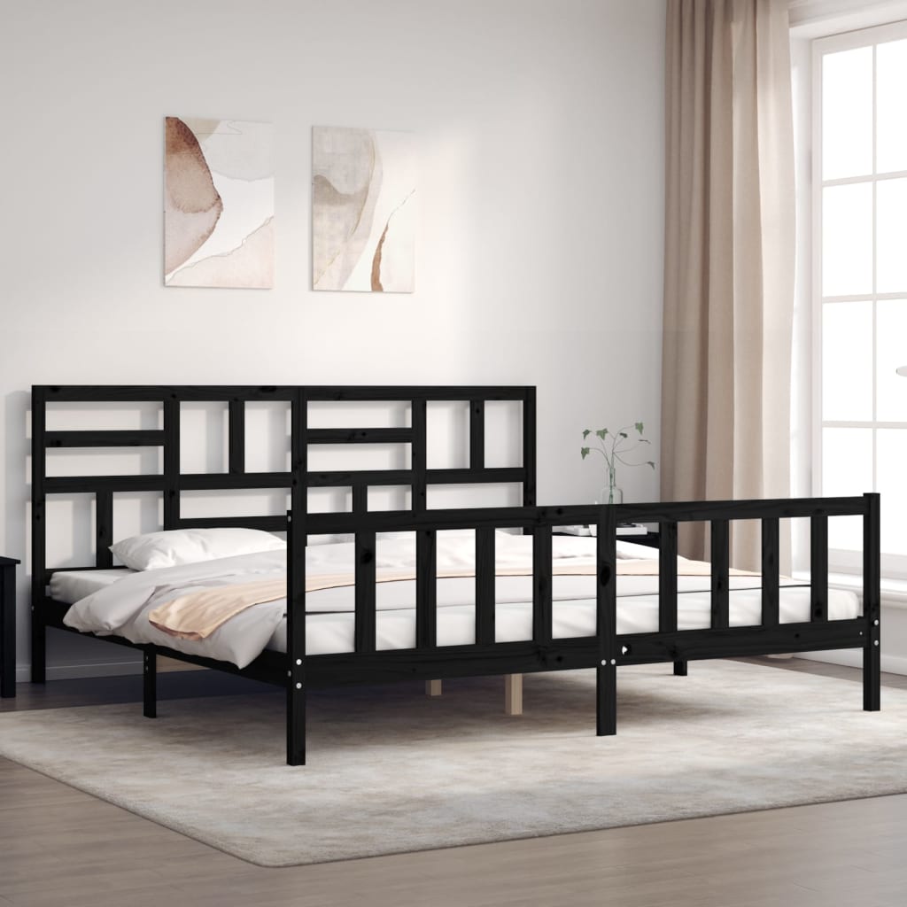 vidaXL Bed Frame with Headboard Solid Wood