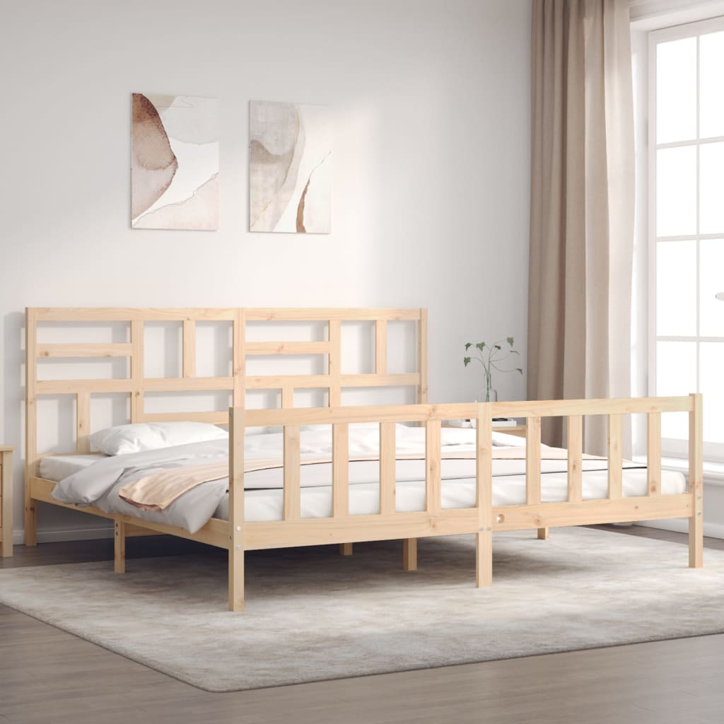 vidaXL Bed Frame with Headboard Solid Wood