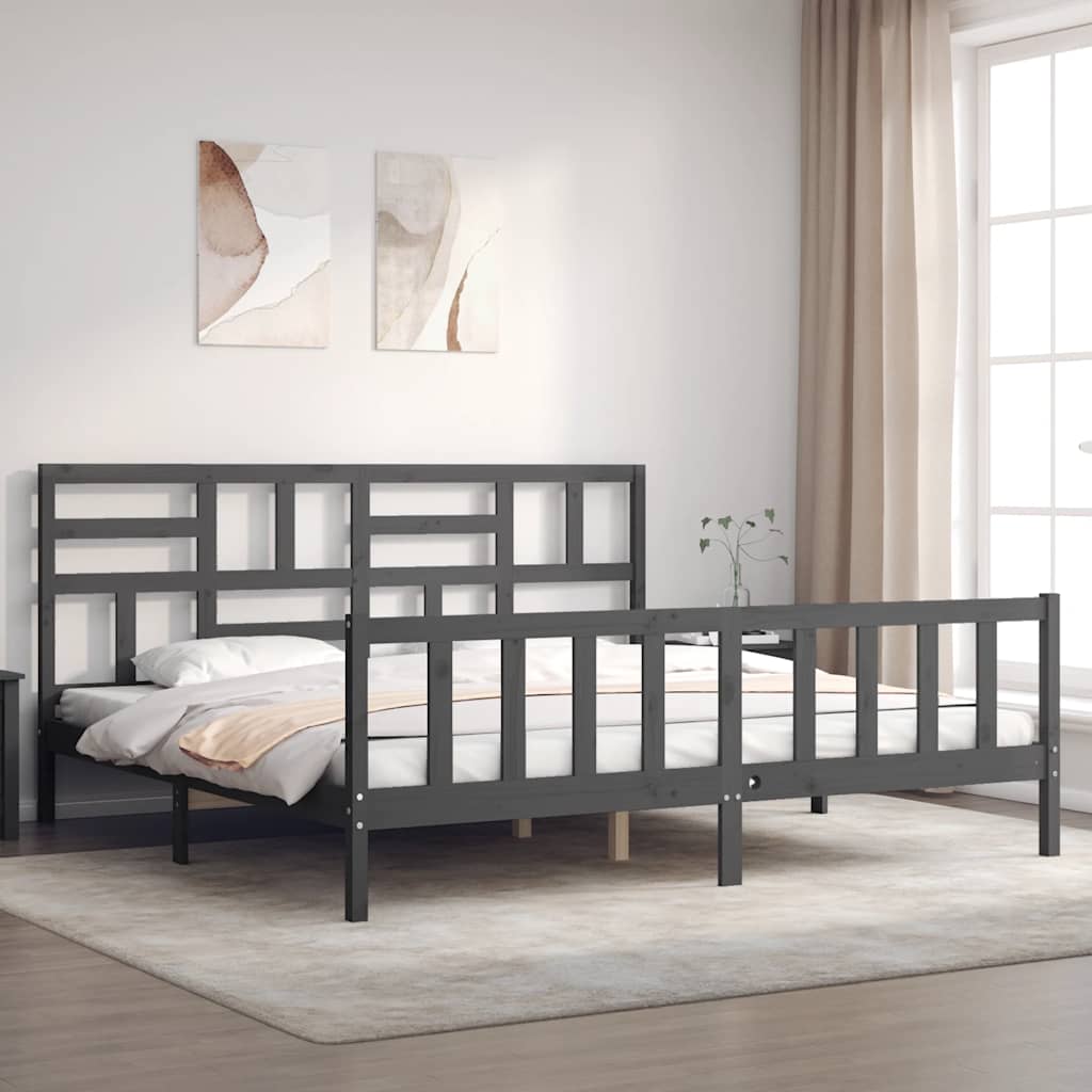 vidaXL Bed Frame with Headboard Solid Wood