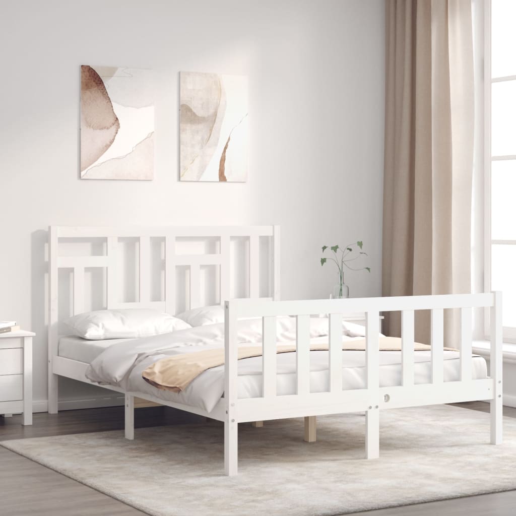vidaXL Bedframe met hoofdbord massief hout zwart