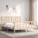 vidaXL Bedframe met hoofdbord massief hout zwart