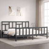 vidaXL Bedframe met hoofdbord massief hout zwart
