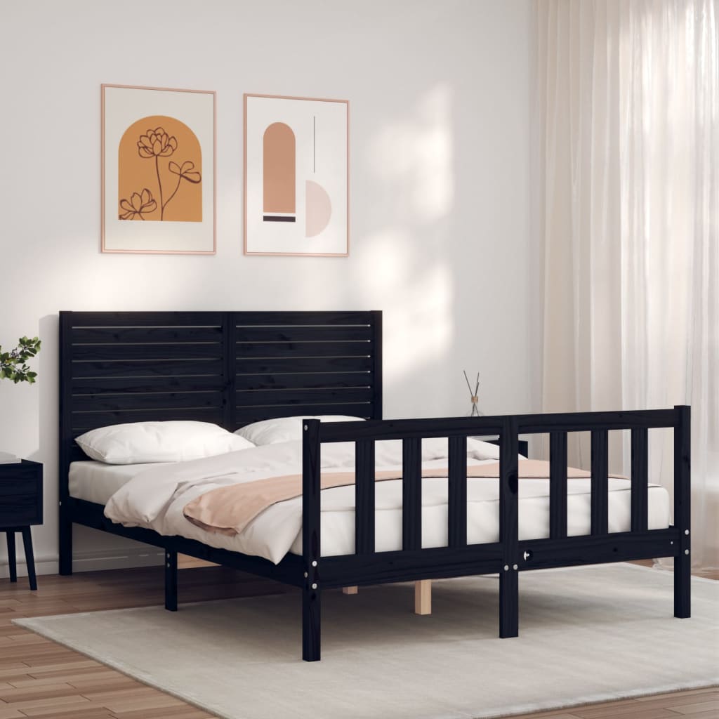 vidaXL Bed Frame with Headboard Solid Wood