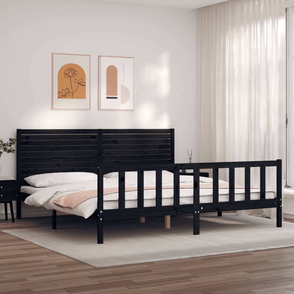 vidaXL Bed Frame with Headboard Solid Wood
