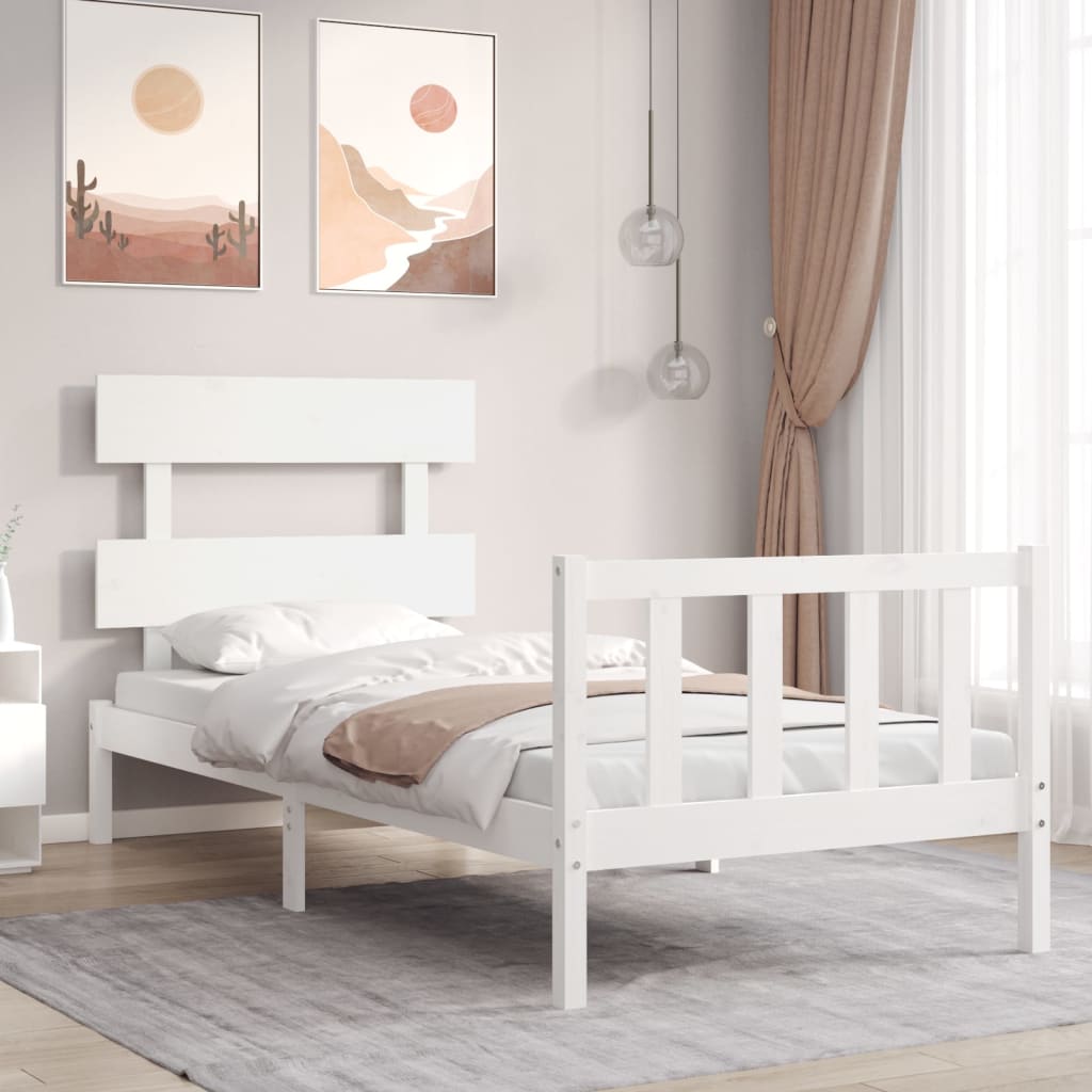 vidaXL Bedframe met hoofdbord massief hout