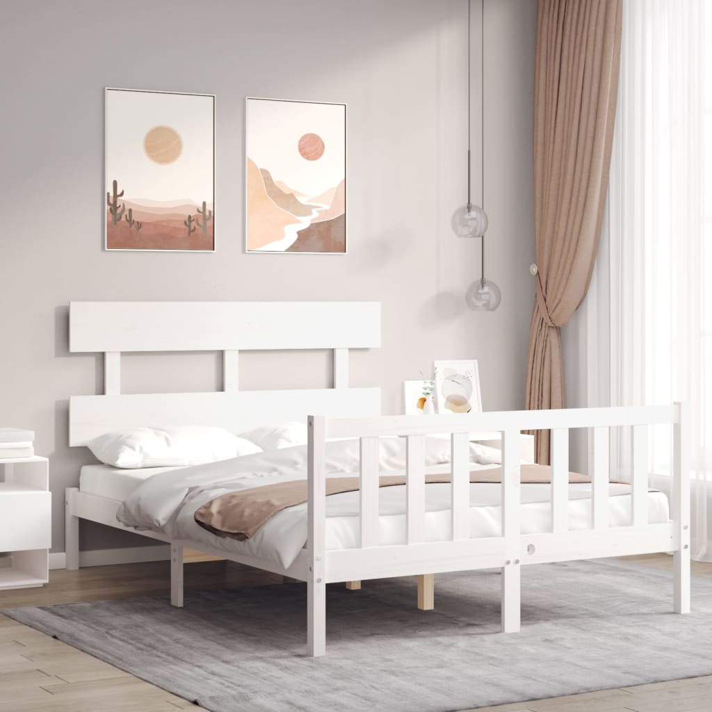 vidaXL Bedframe met hoofdbord massief hout