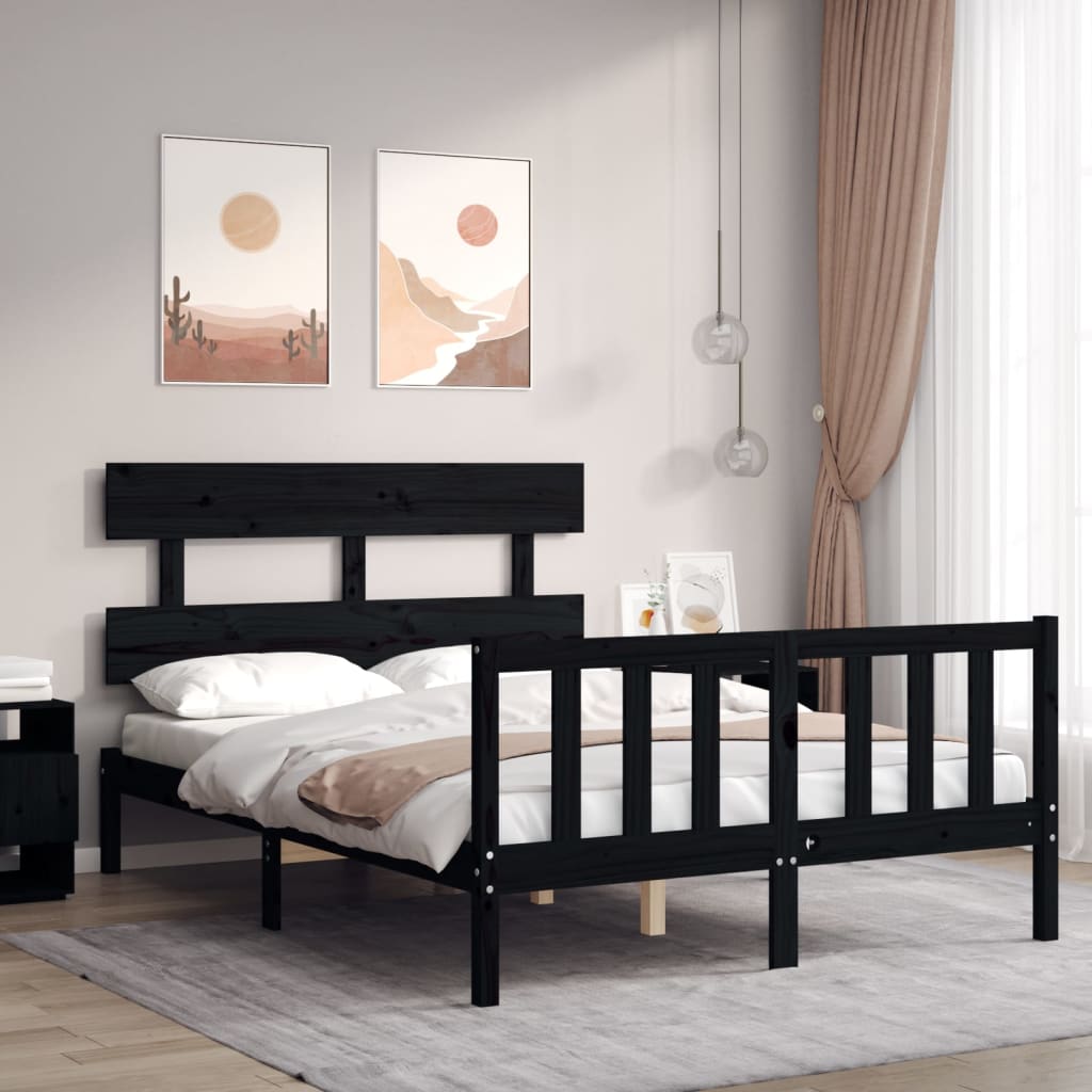 vidaXL Bedframe met hoofdbord massief hout
