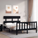 vidaXL Bedframe met hoofdbord massief hout