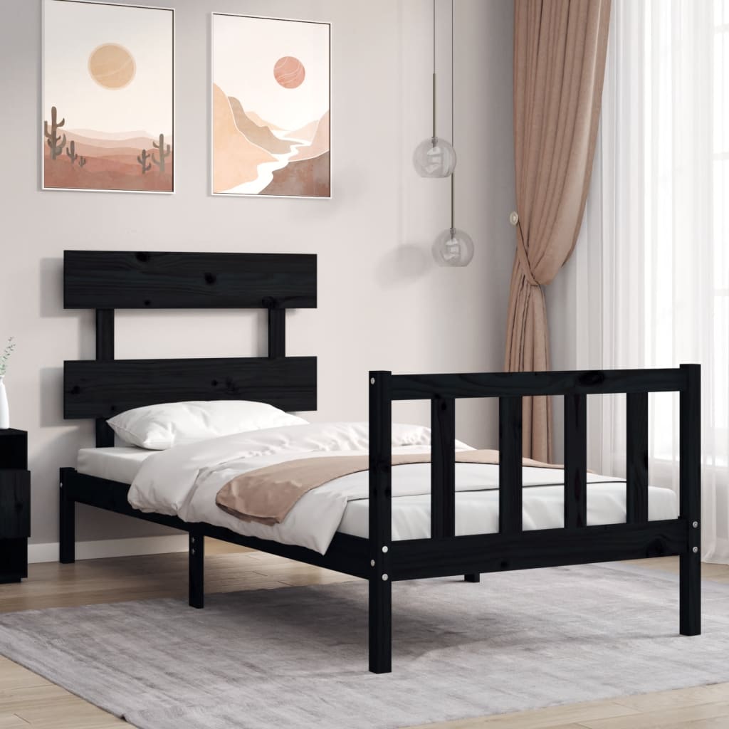 vidaXL Bedframe met hoofdbord massief hout
