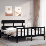 vidaXL Bedframe met hoofdbord massief hout